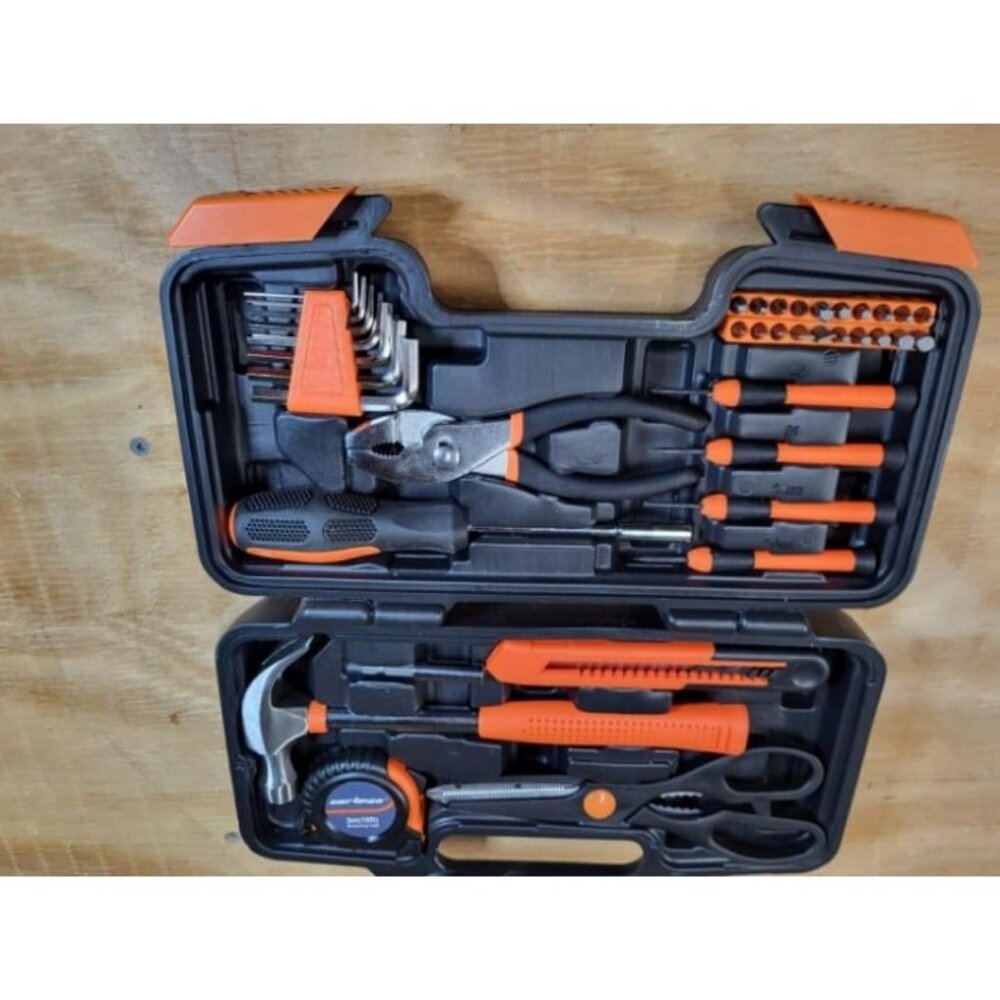 Tool Set General Household Hand Tool Kit with Plastic Toolbox Storage